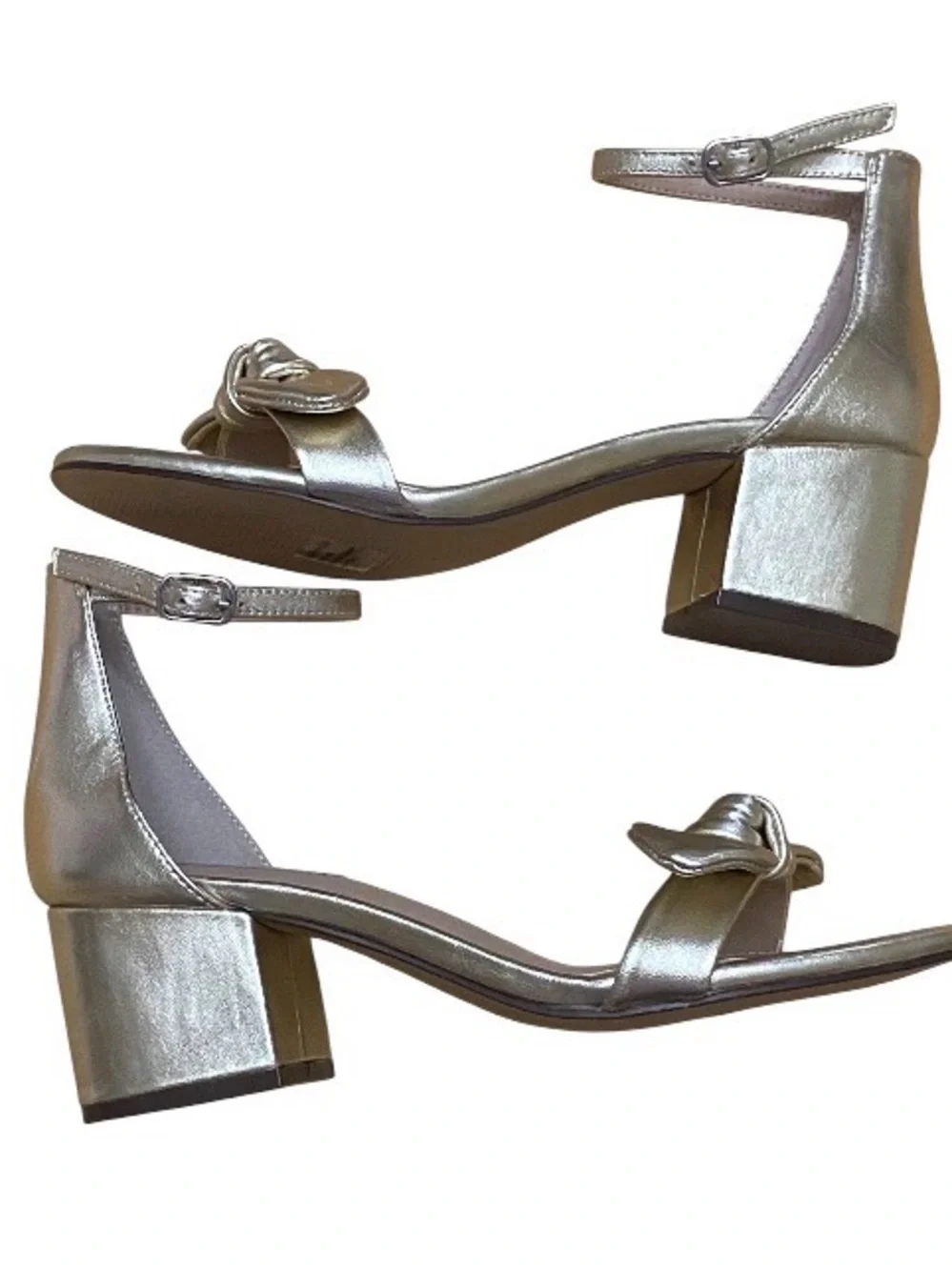 Draper James Gold Bow Block Heel Sandals Size 7 Wedding Guest Bridesmaid Shoes
